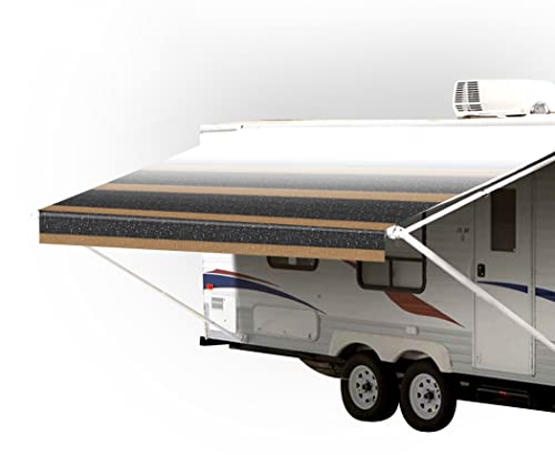Sunwave- Rv Awning Fabric Replacement | Rv Electric Awning Fabric Replacement | Premium Vinyl Rv Canopy | Awning Replacement (17', Brown Strip) #TOP5
