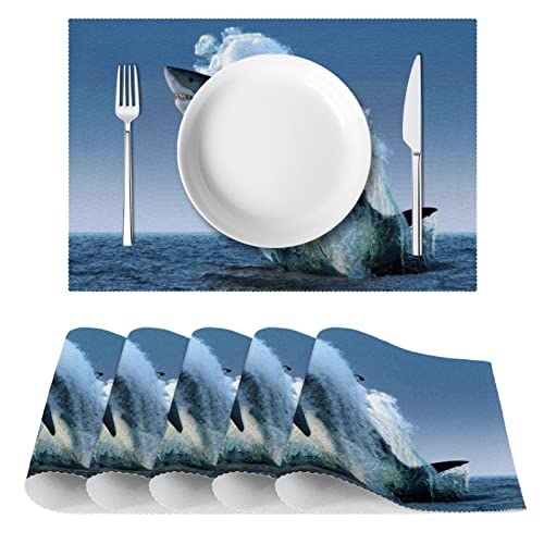 Set de table requin mer résistant à la chaleur lot 6 antidérapant - 3