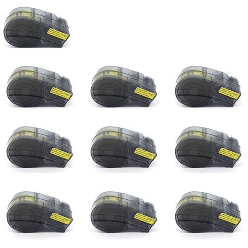 VMHPMLGV BMP21 Cartucho de Etiquetas M21-1500-427 Cinta Negra en Amarillo Compatible con BMP21-PLUS BMP21 Lab Etiqueta de Etiqueta Datacom(5pcs with Chip)
