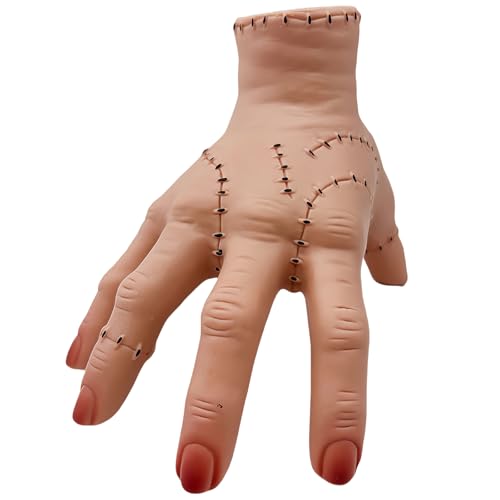 AWAVM Quarta-feira mão da coisa da família, mãos falsas realistas assustadoras, mão da coisa da família, decorações de festa assustadora, acessório de mão de falsa coisa para fãs adultos