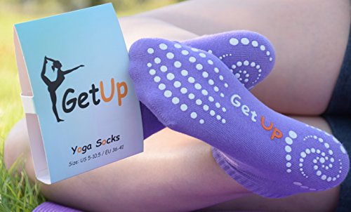 Black / Purple Yoga Socks For Women With Non Slip - Skid Grip. Also Ideal For Pilates, Barre, Ballet Or As Slipper Socks #TOP6