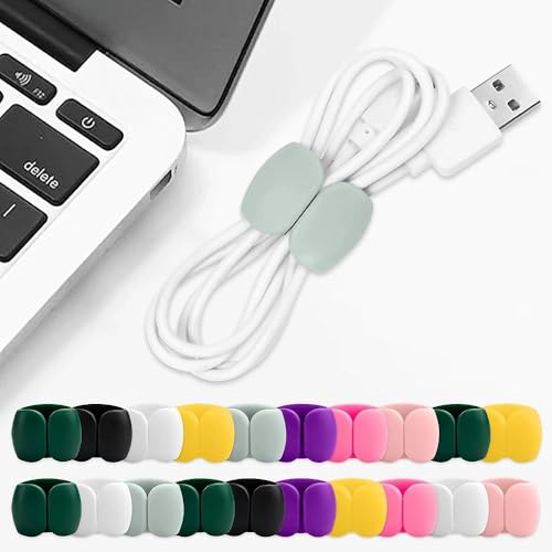 20Pcs Reusable Silicone Cord Organizer,Headphone Earphone Cable Organizer Cord for Business Travel