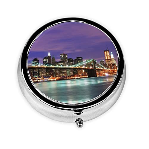 ミニピルボックス ニューヨーク ナイトパターン 鉄メッキ ラウンドボタンデザイン 防水