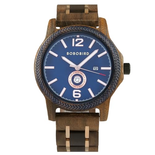 Montre en bois pour homme GUANKE le cadeau idéal avec dateur et aiguilles lumineuses
