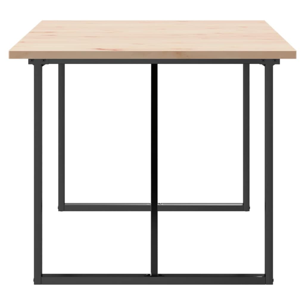 Mesa de comedor con estructura en O, 180 x 90 x 75,5 cm, madera maciza de pino y acero con patas en O y estructura robusta en forma de O
