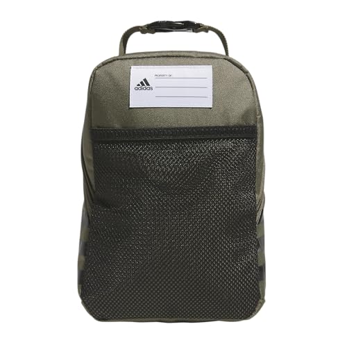 Image of adidas Santiago Bag Cooler, Insulated Food Container, Adult Lunch Boxes for Women and Men with Mesh Pocket, Olive Strata Green /Impact Orange /Black /3.0, One Size
