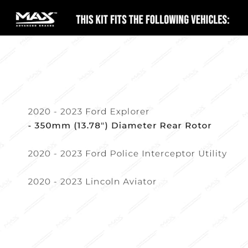 Image of Max Advanced Brakes Rear Brake Kit Compatible With 2020 2021 2022 2023 Ford Explorer Compatible With Lincoln Aviator Replacement Premium OE Disc Brake Rotors and Ceramic Brake Pads