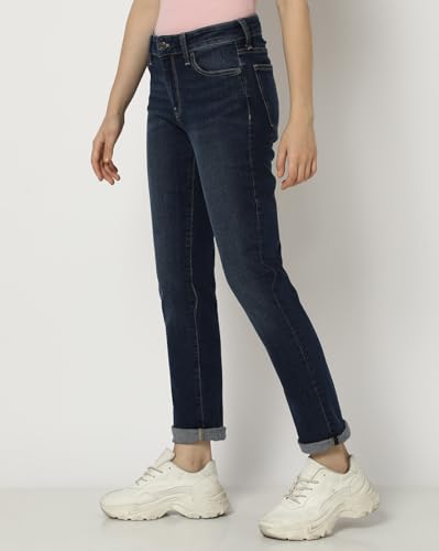 Image of Gap Women Straight Fit Mid Rise Heavily Washed Jeans
