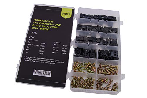 Vis de carrosserie avec clips-écrous Vis et écrous à tôle Jeu de 170 pièces