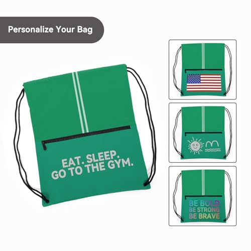 Image of Drawstring Backpack Large Sports Draw String Bag for Women and Men (Green)
