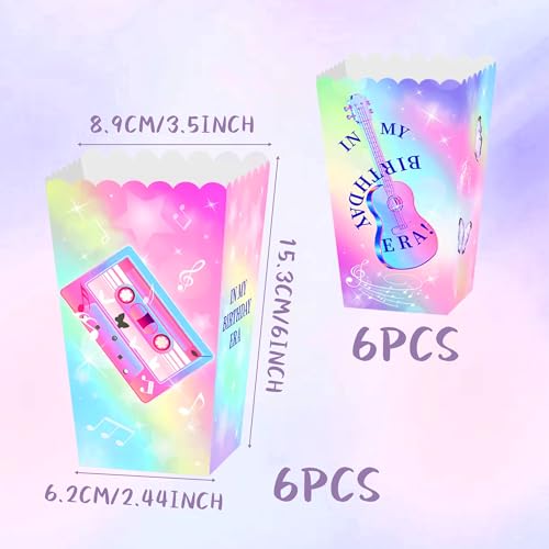 Image of 12 PCS Singer Theme Popcorn Boxes Party Party Favor Bags Singer Theme Birthday Party Supplies Gift Bags Kids Candy Treat Bag for Birthday Wedding Bridal Shower