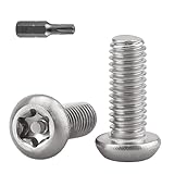 M4-0.7 x 8mm Button Head Security Torx Machine Screws 100 PCS, 304 Stainless Steel 18-8, Tamper Resistant, Full Thread, Bright Finish, Includes Torx Driver Bit