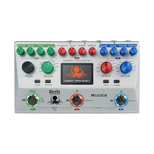 MOOER Ocean Machine II - Pedal de doble retardo, reverberación y Looper profesional con ecualizador global para múltiples instrumentos, con interruptor de pie inalámbrico MIDI THRU, MIDI IN, EXP, F4