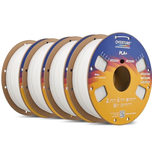 OVERTURE 4KG Bundle High Speed PLA+ 2.0 3D Printer Filament 1.75mm, White*4