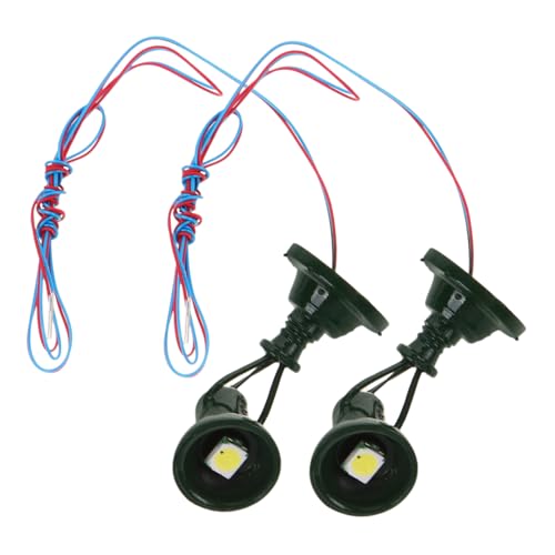 Operitacx 2 Piezas Foco Modelo De Tren Lámpara De Linterna De Tren Luces Cartel De Tren Poste De Luz De Tren De Ferrocarril En Miniatura Mini Focos Luz del Tren Ligero Green Acero Inoxidable