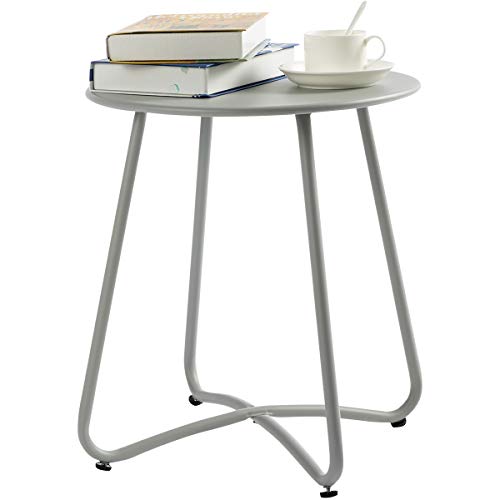 Hollyhome Small Round Patio Metal Side Snack Table, Accent Anti-Rust Steel Coffee Table For Garden, Modern Weatherproof Outdoor End Table thumb #3