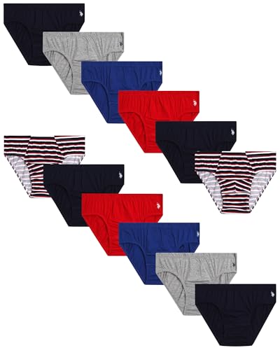 U.S. Polo Assn. Mens Briefs - 12 Pack Soft Stretch Cotton Mens Underwear - Breathable Low Rise Briefs for Men (Sizes: S-XL)