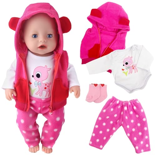 Puppenkleidung für 30-45 cm Baby Puppen, Rose Rehkitz Baby Kleidung...