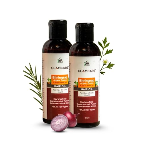 Image of Bhringraj Argan Onion & Black Seed Hair Oil for Hair Growth| Nourishes Scalp & Reduces Hair Fall | Vegan friendly | For Men & Women | Pack of 2 (100 ml Each)