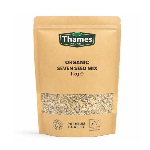 Organic Seven Seed Mix-Certified Organic Non-GMO Vegan No Additives No Preservatives Resealable Bag by Thames Organic 1kg