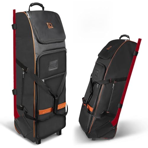 LIWSHWZ 120L Hockey Bag with Wheels Extra Large Rolling Ice Hockey Duffel Travel Bag with Separate Breathable Shoe Compartment 2 Sticks Field Hockey Bag Equipment & Gear