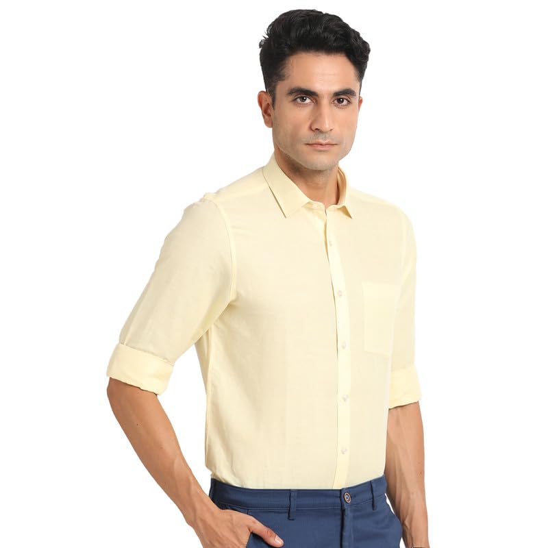 Image of Turtle Men Cotton Linen Slim Fit Solid Formal Shirt