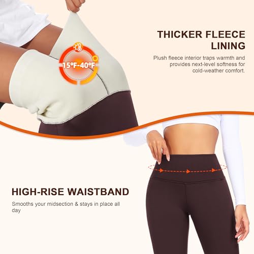 Image of DHSO Thick Winter Fleece Lined Leggings Women - Thermal Warm High Waisted Tummy Control Soft Pants for Snow Cold