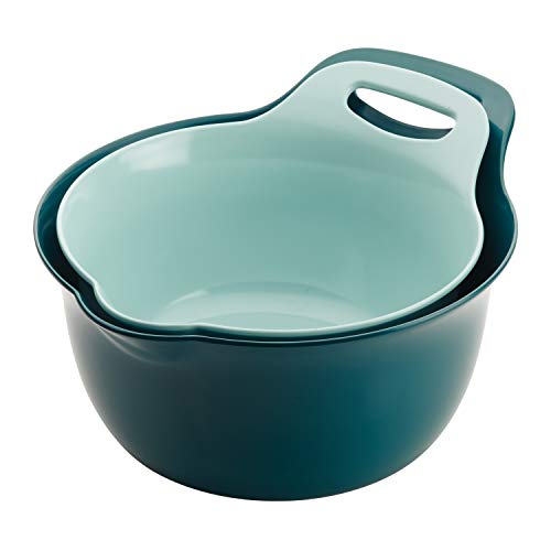 Rachael Ray Tools and Gadgets Conjunto de tigelas empilháveis com bico e alça – 2 e 3 litros, azul c