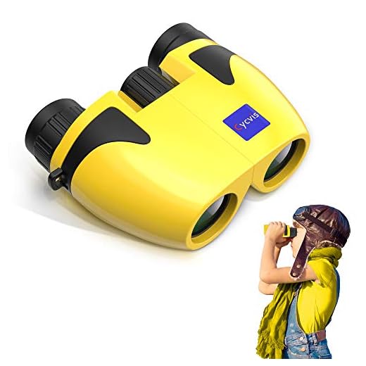 Cycvis Binoculars for Kids - 10x25 Kids Binoculars for Bird Watching, HD Travel Binocular Telescope, Small Kids Toys Binoculars for Boys, Girls for Hiking, Bird Watching, Best Gifts for 3-12, Yellow