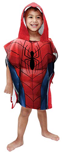 Image of Jay Franco Marvel Avengers Spiderman Kids Bath/Pool/Beach Hooded Poncho - Super Soft & Absorbent Cotton Towel, Measures 28 x 28 Inches (Official Marvel Product)