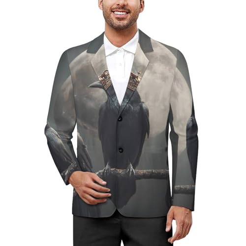 Black Birds Crows on Tree Men's Blazer Printed Button Suit Jacket Slim Sport Coat Blazers