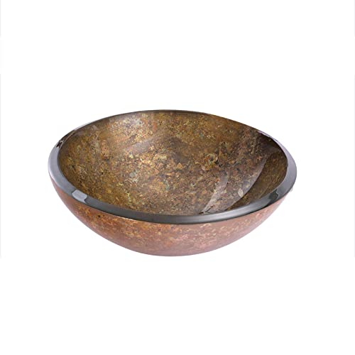 Lavabo De Baño De Grava Roja Clara, Lavabo Artístico De Vidrio Templado, Lavabo Redondo De Montaje Superior, Lavabos De Baño sobre Encimera con Desagüe Emergente De Latón, para Bañera