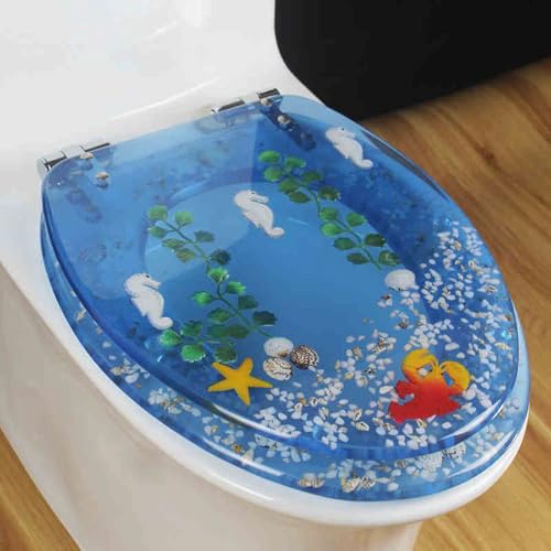 便座、スロークローズ便座、 Resin Toilet Seat Slow Close Silent Descent Thickened For U V O Shaped Toilets 42x36 cm(Style-14)