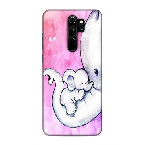 Image of Printed Mobile Back Hard Case Cover for Xiaomi Redmi Note 8 Pro | Cute Elephant, Baby Elephant, Mom's Love -2202