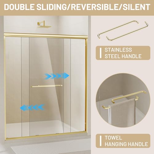 Image of Findepot 50-54 inch W x 70 inch H Sliding Shower Door, 6 Anti-Collision Buffers