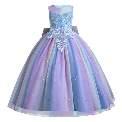 IBTOM CASTLE Flower Girl Princess Sleeveless Sparkle Sequins Ruffle Tulle Tutu Dress Wedding Pageant Formal Dance Ball Gown