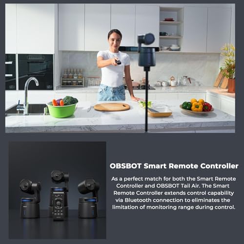OBSBOT Tail Air/Tail 2 Remote Controller, PTZ-Steuerung über Gimbal-Knopf oder Handgelenksbewegungen, Bluetooth Wirelessly Connect bis zu 3 OBSBOT Tail Air Geräte