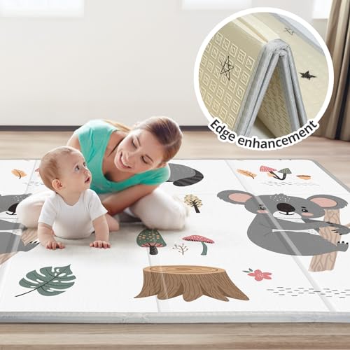 Image of PIGLOG Foldable Baby Play Mat for Floor, Baby Floor Mat for Crawling, Reversible Waterproof & Non-Toxic Baby Foam Playmat, Baby Play Mat for Babies, Infants & Toddlers 6-12 Months
