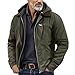 Mens Jackets Casual Stylish Lightweight, Fleece Jacket Full Zip Tactical Hoodies Winter Coats Windproof Warm Hunting Flannel Coat Cycling Boomer For Men With (XL, Green)
