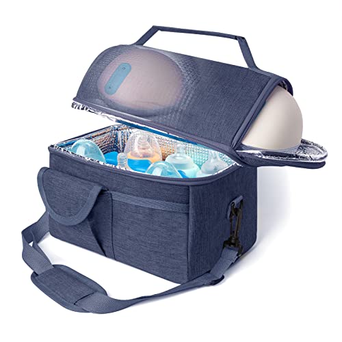 Image of Wearable Breast Pump Bag with Cooler, Compatible with Willow, Elvie, Momcozy Breast Pump, Insulated Storage Container Case for Hand Free Breast Pump