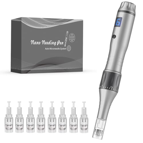 Microneedling Pen SWORCHI Dermapen mit 6 Geschwindigkeitsstufen Micro Needling Set mit LED-AnzeigeEinstellbare Länge Dermapen Microneedling