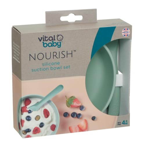 Vital Baby Nourish Silicone Suction Bowl Set - Mess-Free Weaning, Crushed Mint, Width: 15.5 cm, Height: 5.2 cm - Image 2