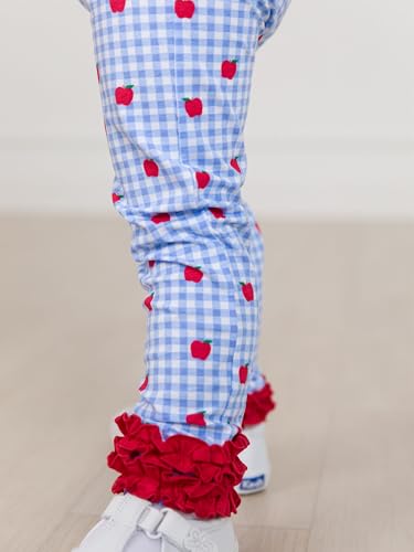 Image of RuffleButts Toddler Girl Merry & Bright Ruffle Leggings - Ankle Leggings | 75% Cotton 23% Spandex 2% Elastane, Breathable Lightweight, Elastic Waistband, Signature Rear Detail To 4T, Machine Washable