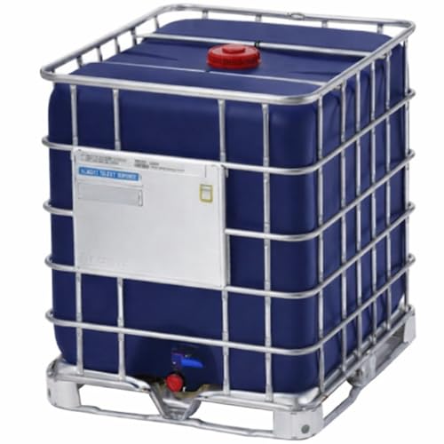 HELGUEFER – Depósito 1000 litros Azul | Contenedor para Líquidos Protección UVA, Reforzado Homologado ADR | Polietileno Alta Densidad + Jaula | Palet Metálico | Uso Industrial
