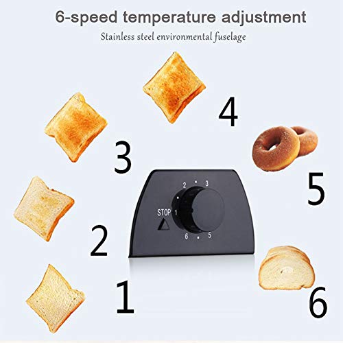 YYBF Toaster, 2 Scheiben Breit Schlitz, 6 Bräunungsstufen, Krümelschublade, Stopp Funktion, Edelstahlgehäuse, 750W – Bild 3