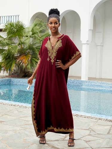 Kaftan Dresses for Women Swimsuit Coverup Plus Size Beach Caftan Cover Ups for Swimwear Embroidery2