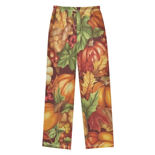 Pumpkin Harvest Boys Long Pants Soft Trousers Elastic Waist Kids Lounge Bottoms with Pockets S-XL2