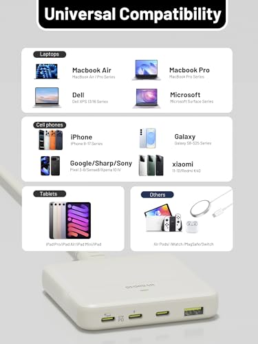 Image of USB C Charging Station Slim, 67W Max 4-Port GaN Desktop Charger
