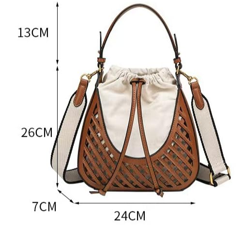 Boho Crochet Bucket Bag Purse - Vintage Woven Shoulder Purse for Women Crossbody Handbag Casual Chic Beach Bag3