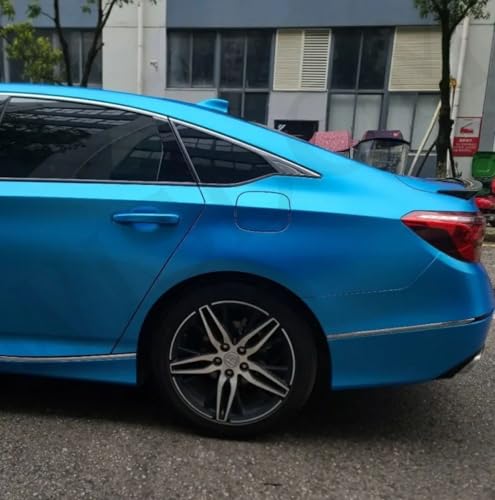 Image of WISDOM Ocean Blue Metallic Vehicle Wrap Vinyl Matt Finish Easy Apply Air-Release Weatherproof DIY Car & Motorcycle (Ocean Blue Metallic, 20 Inch X 17 Feet)
